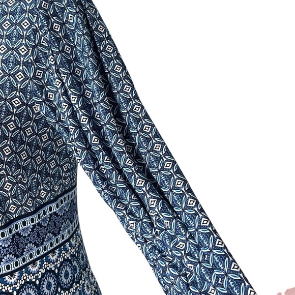 VINCE CAMUTO Casual Stretch Blue Geometric Long Sleeve Dress Women's Size 8 - Picture 9 of 16